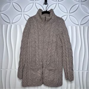 Kilronan Knitwear Merino Wool Zip Up Cardigan Sweater with Pockets